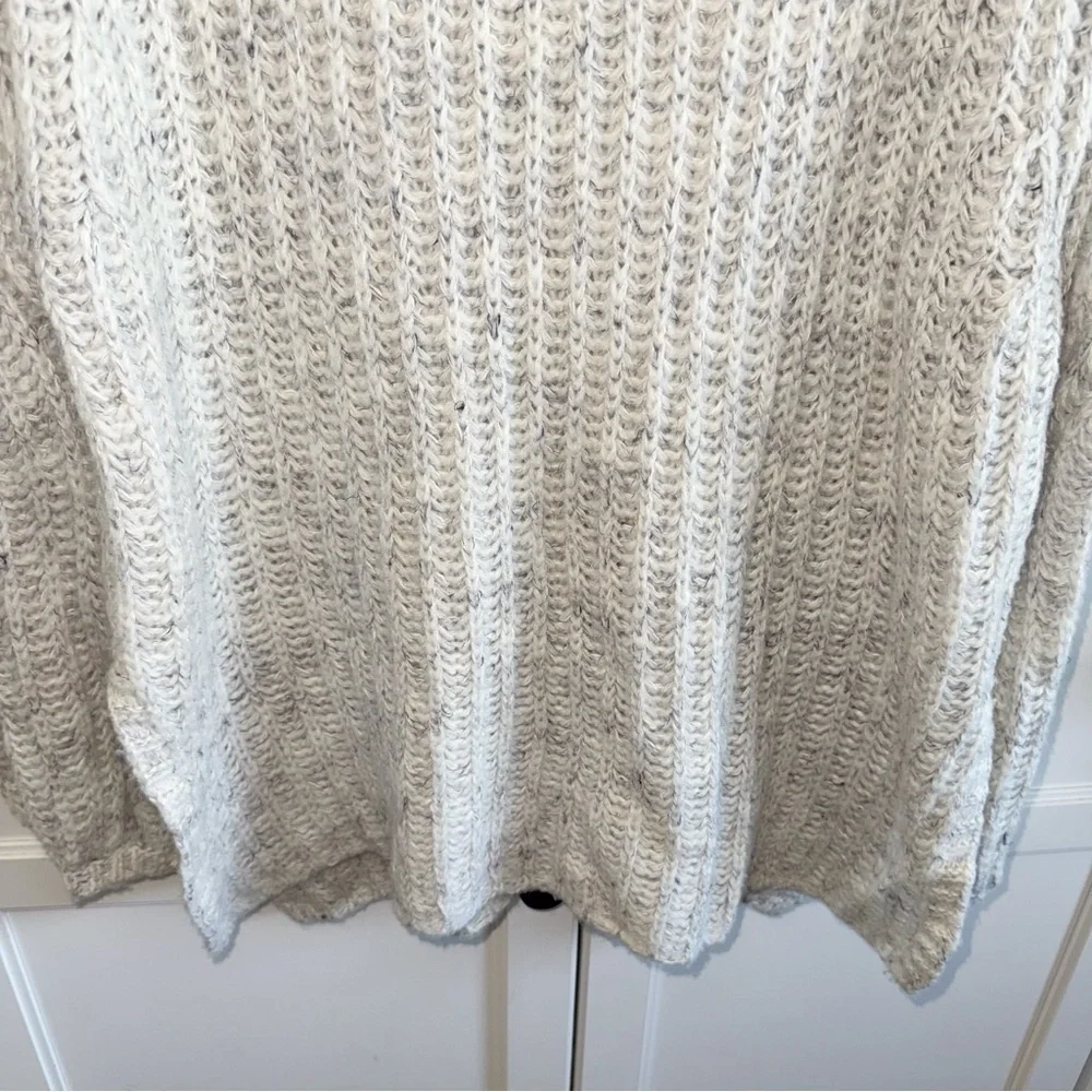 Anthropologie Pilcro Long Line Cable Tunic Sweater Ivory Small Wool/Linen Blend